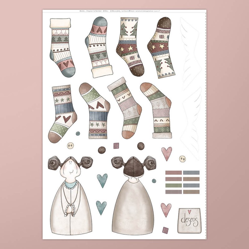 Panel calcetines y angel "misión... preparar la Navidad"